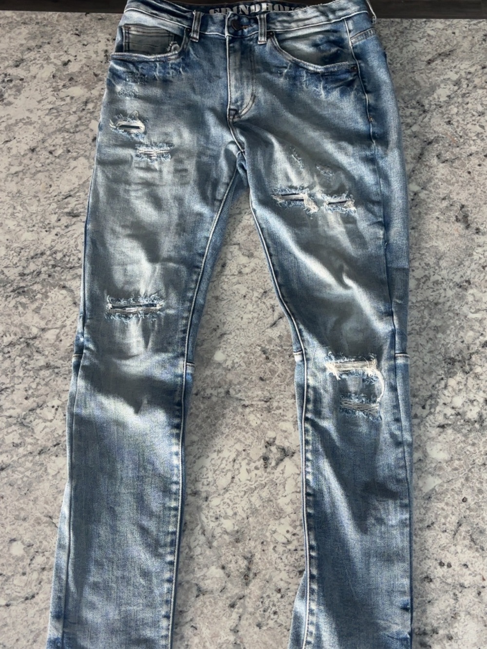 Men's Distressed Blue Skinny Jeans
